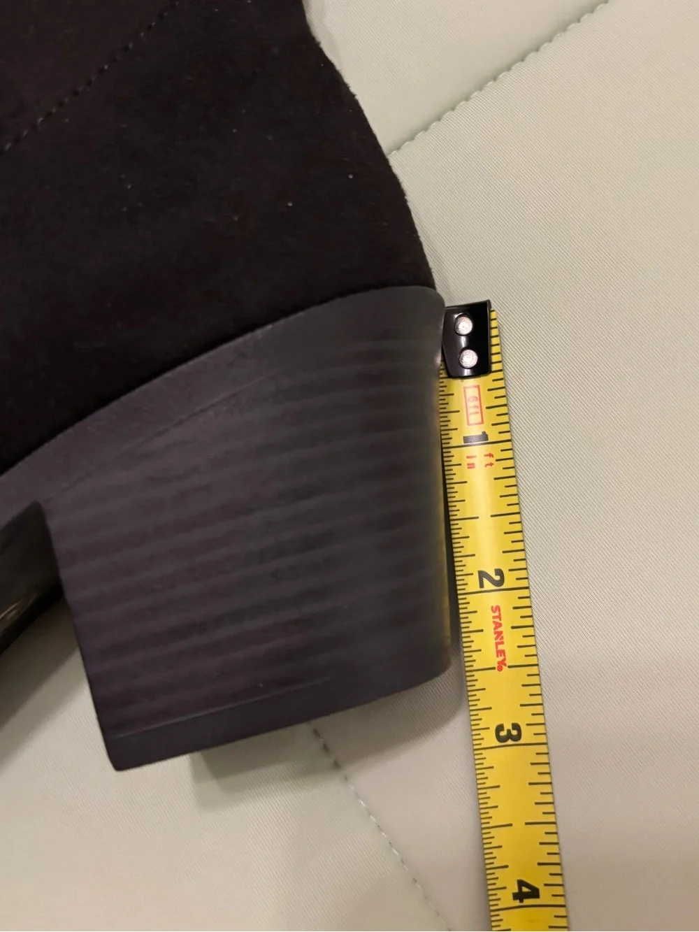 Stanley Black Knee-High Suede Block Heel Boots
